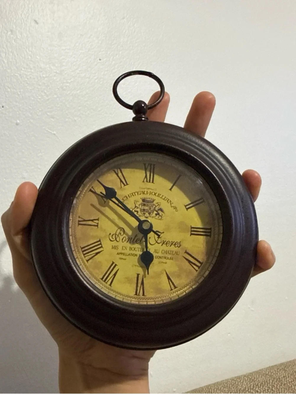 Vintage-Style Round Wall Clock in Brown and Yellow - Decorative Home Wall Decor